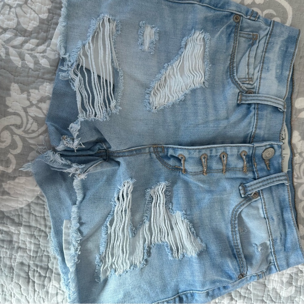 Mudd Light Blue Distressed Jean Shorts